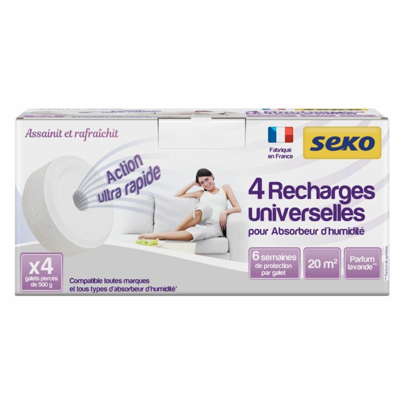 4 recharges absorbeur humidité 500g senteur lavande