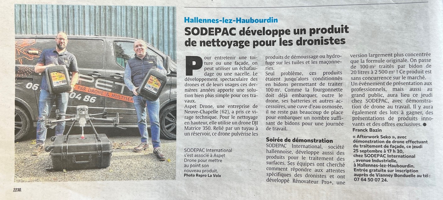 Nettoyage de façade par drone SODEPAC innove avec Aspet